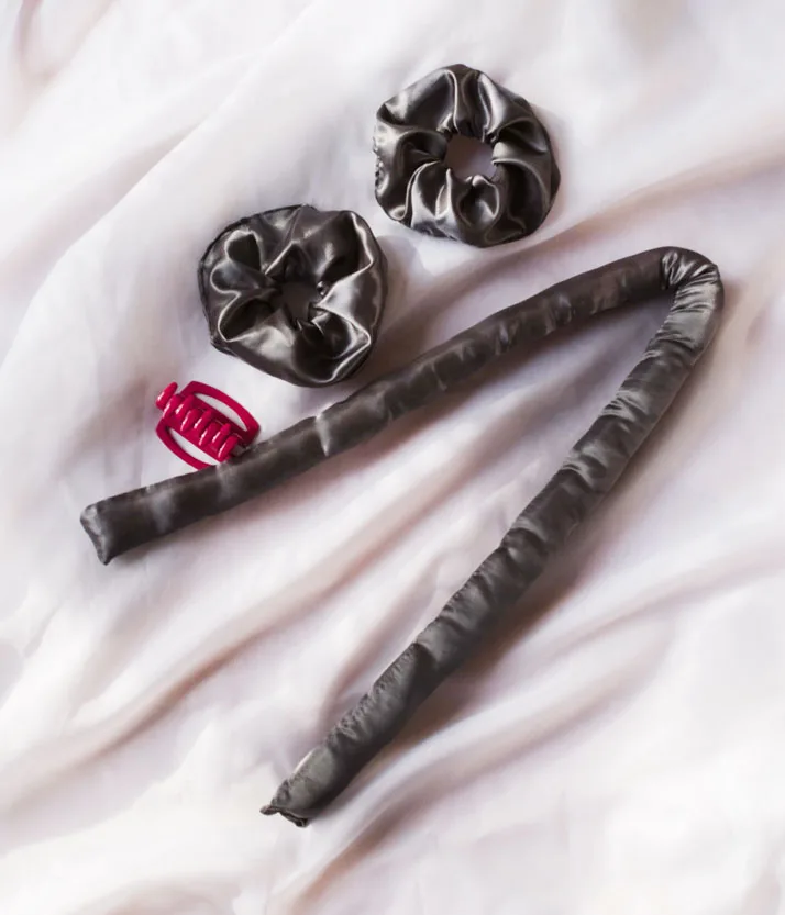 Rizador modelador ondas sin calor + 2 scrunchies Gris Petroleo + Broche - Imagen 3
