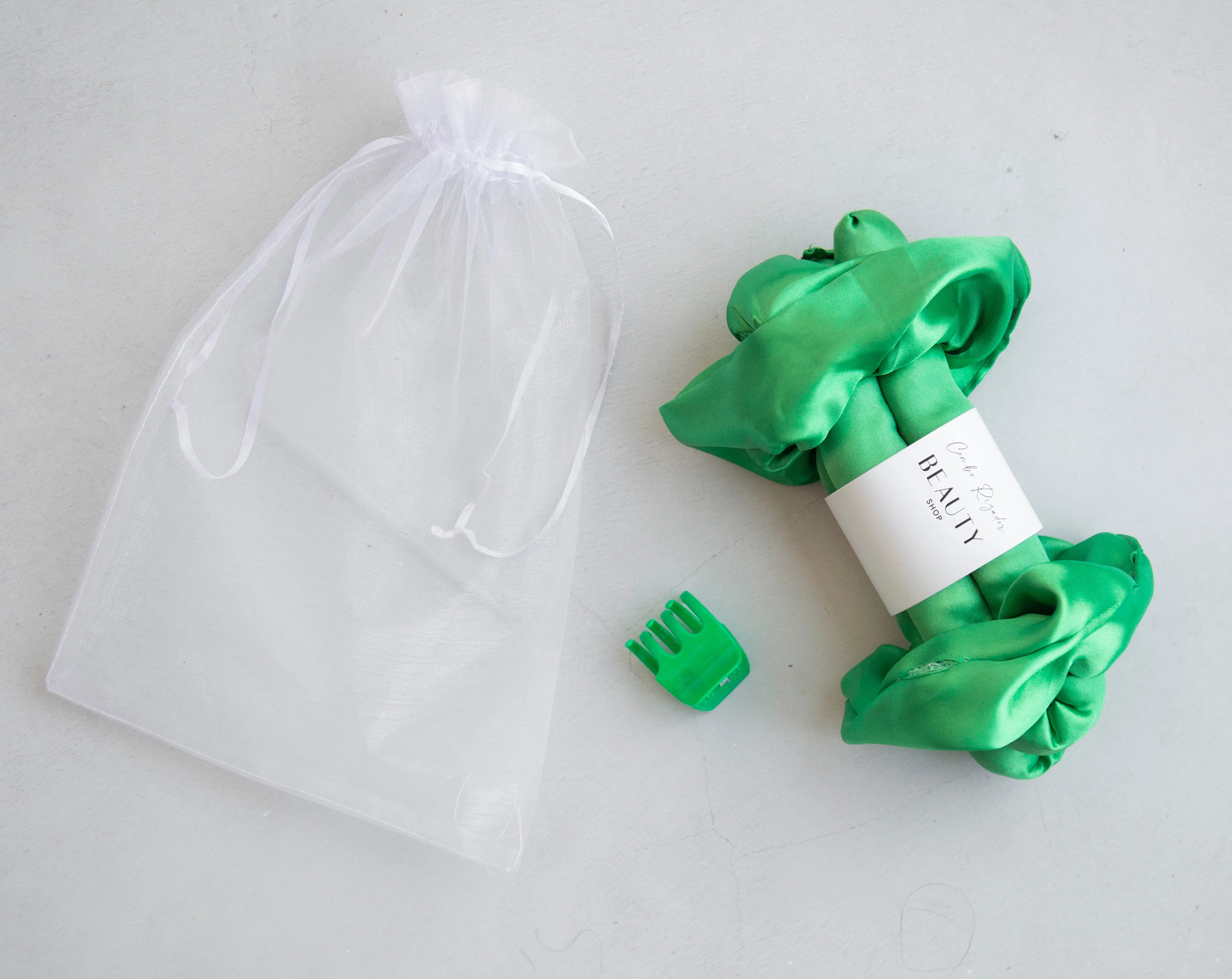 Rizador modelador ondas sin calor + 2 scrunchies Verde + Broche