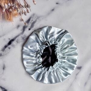 Cofia Satén Celeste Grisaceo y Black Antifrizz