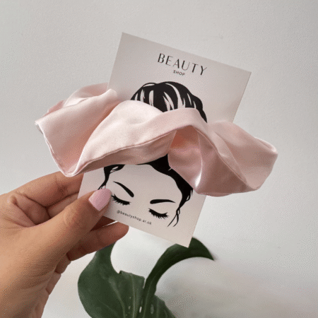 Scrunchie Satén Rosa Pastel